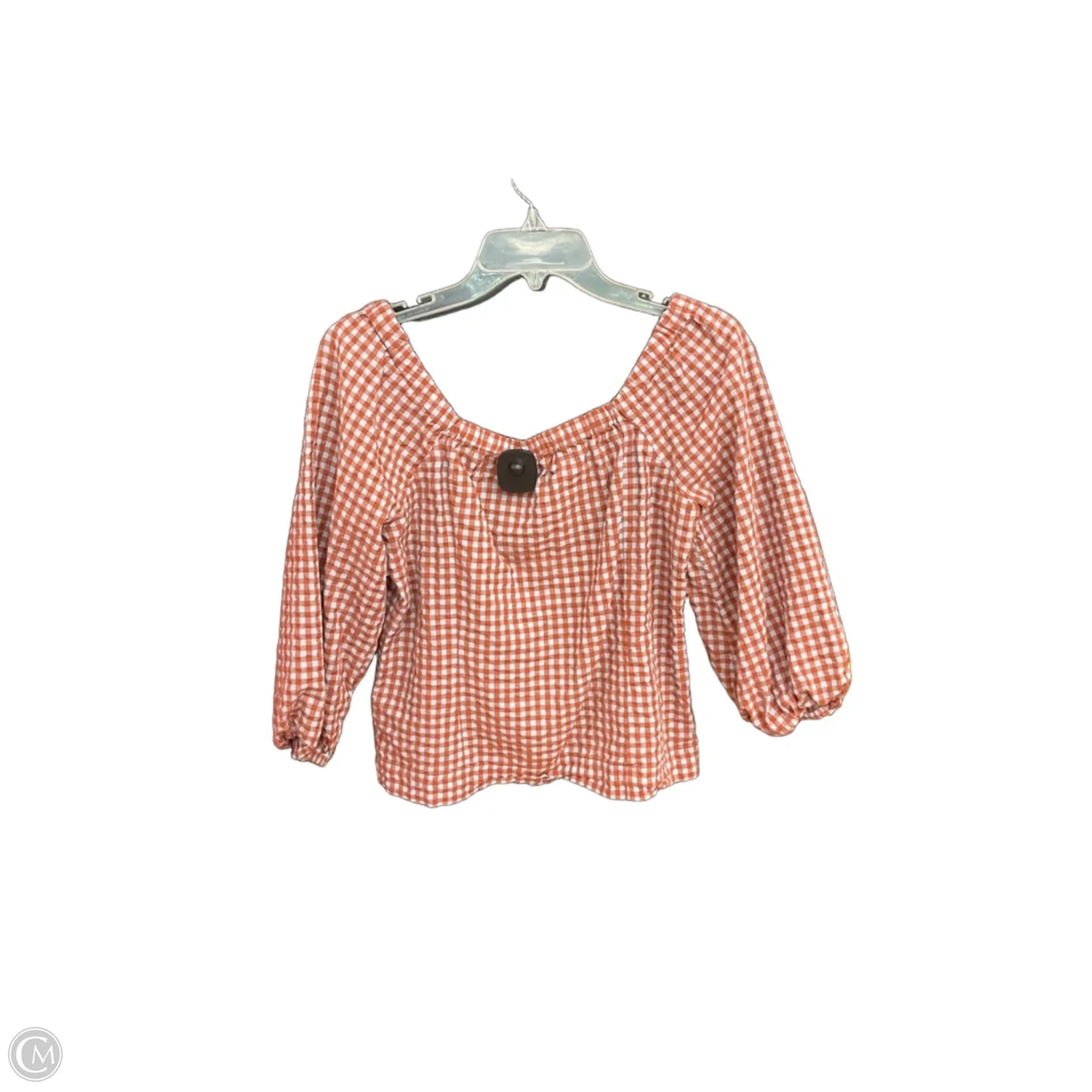 Top Short Sleeve By Madewell In Plaid Pattern, Size: Xs