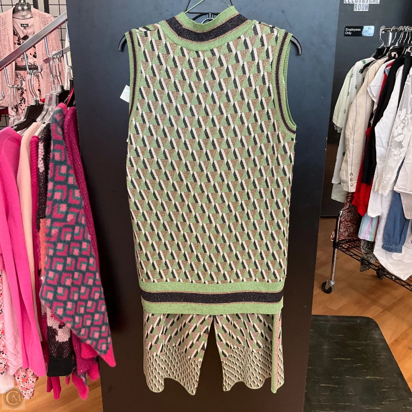 Pants Suit 2pc By Zara In Green, Size: S