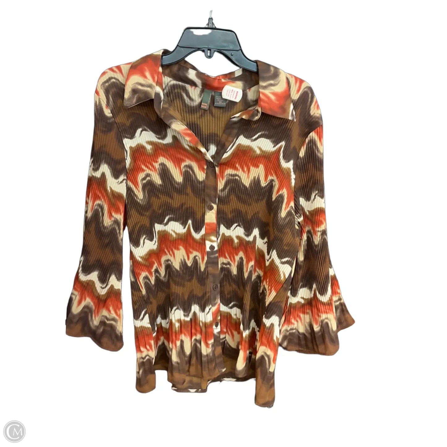 Blouse Long Sleeve By Sere Nade In Brown, Size: 3x