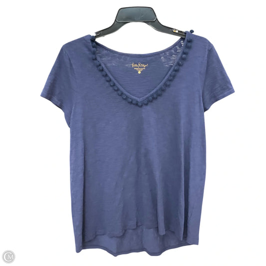 Top Short Sleeve Designer By Lilly Pulitzer In Navy, Size: L