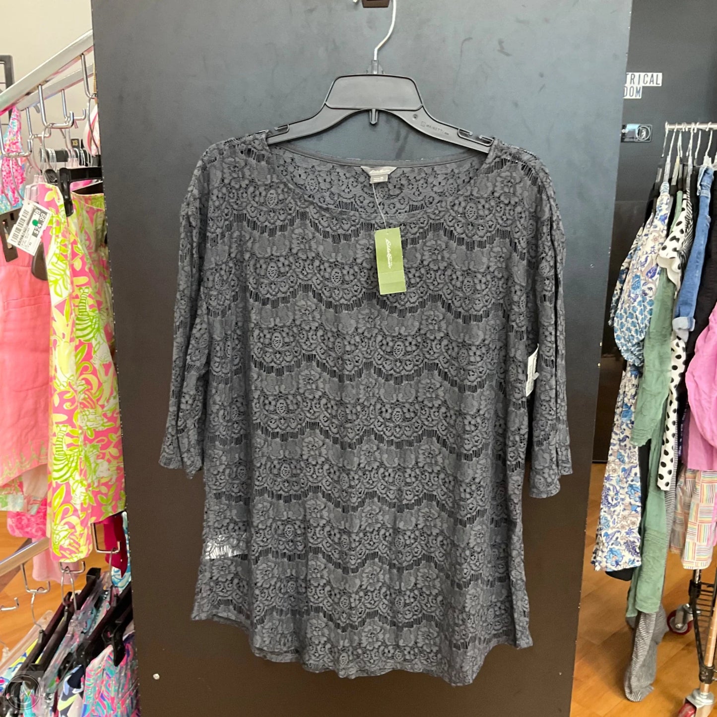 Top 3/4 Sleeve By Eddie Bauer In Grey, Size: Xl