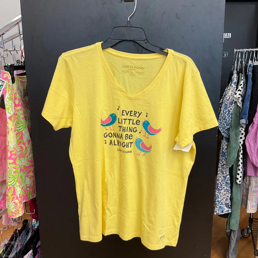 Top Short Sleeve By Life Is Good In Yellow, Size: L