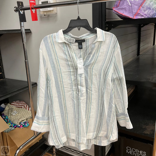 Top 3/4 Sleeve By Joan Vass In Striped Pattern, Size: L