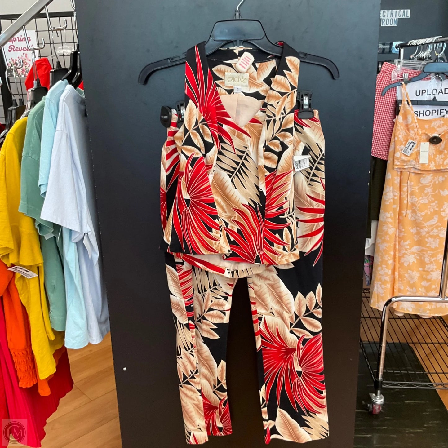 Top 2pc Short Sleeve By Cache In Multi-colored, Size: Xs