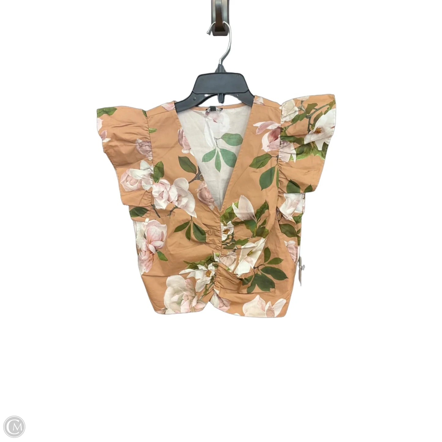 Top Short Sleeve By Express In Floral Print, Size: S