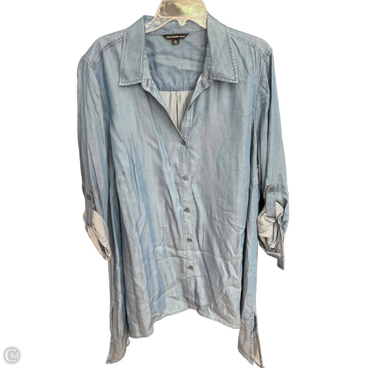 Blouse Long Sleeve By Zac And Rachel In Blue, Size: 2x