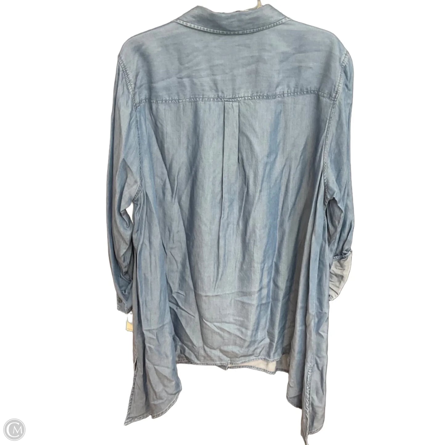 Blouse Long Sleeve By Zac And Rachel In Blue, Size: 2x