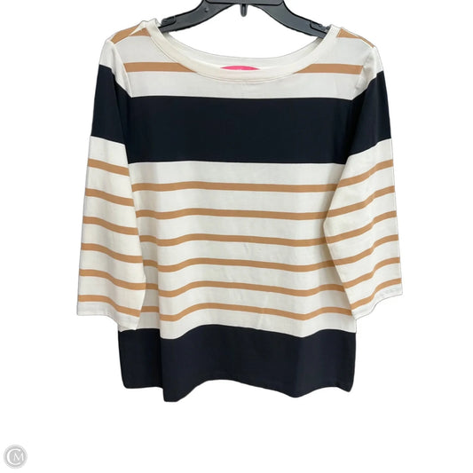 Top 3/4 Sleeve By Isaac Mizrahi Live Qvc In Striped Pattern, Size: M