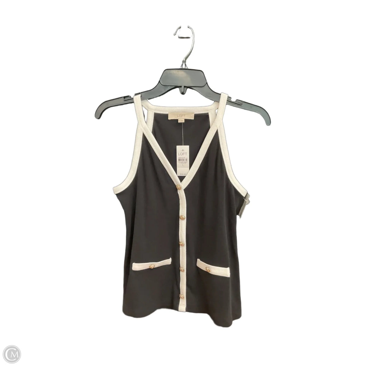Top Sleeveless By Loft In Black, Size: L