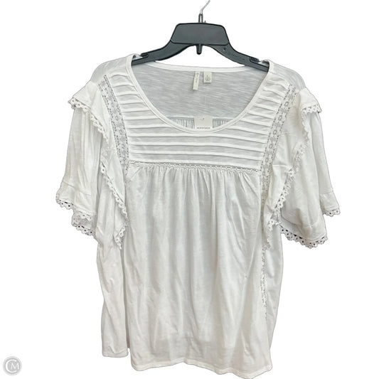 Top Short Sleeve By Clothes Mentor In White, Size: L