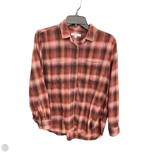 Blouse Long Sleeve By Madewell In Plaid Pattern, Size: S