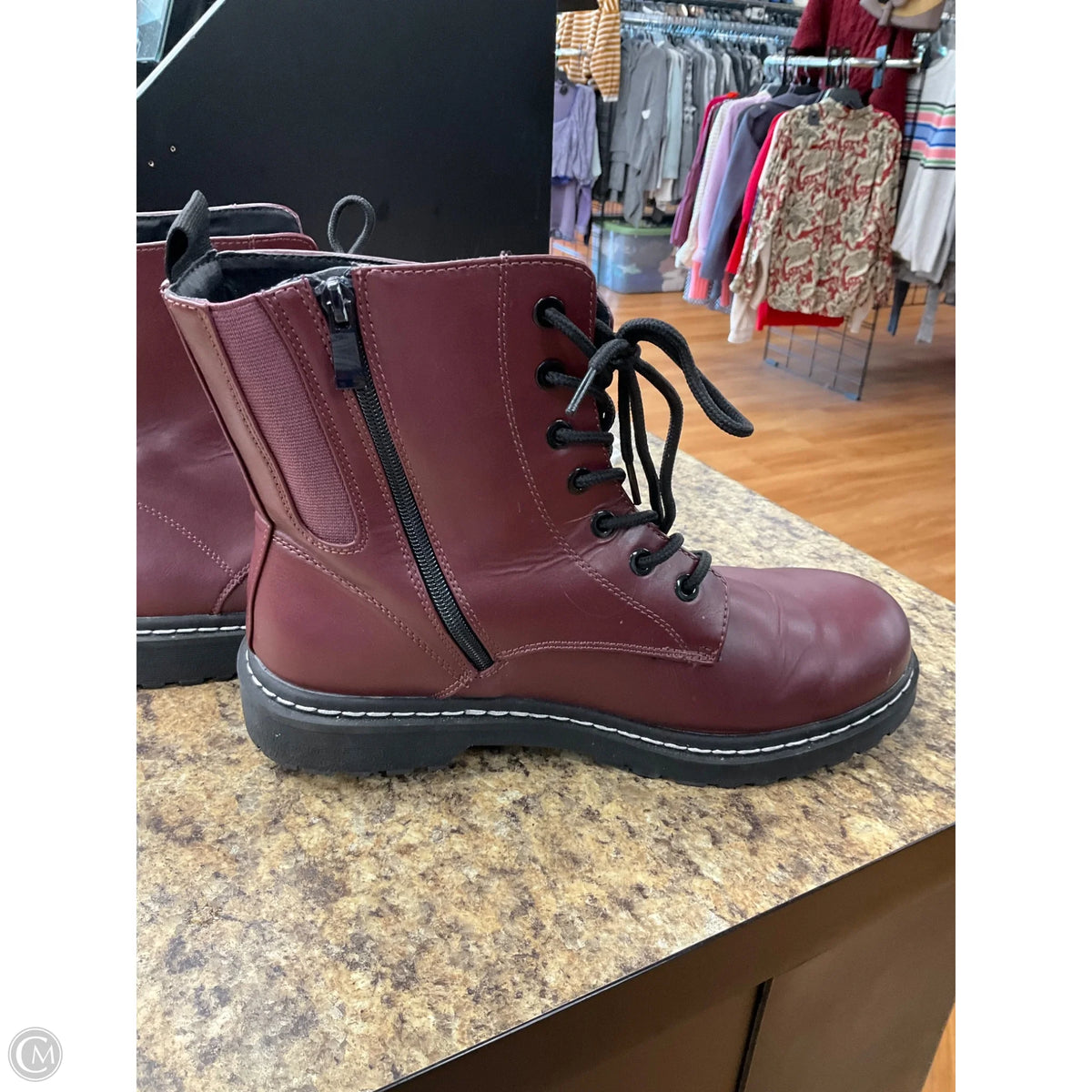 Boots Combat By Torrid In Maroon, Size: 11.5