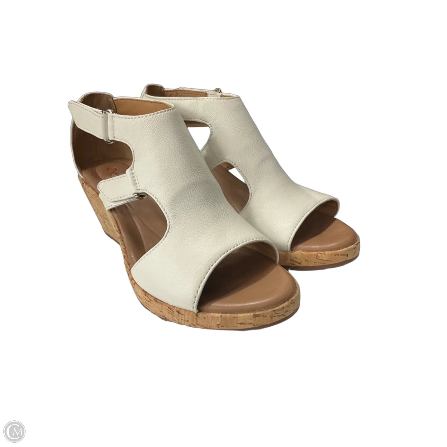 Shoes Heels Wedge By Clarks In White, Size: 7