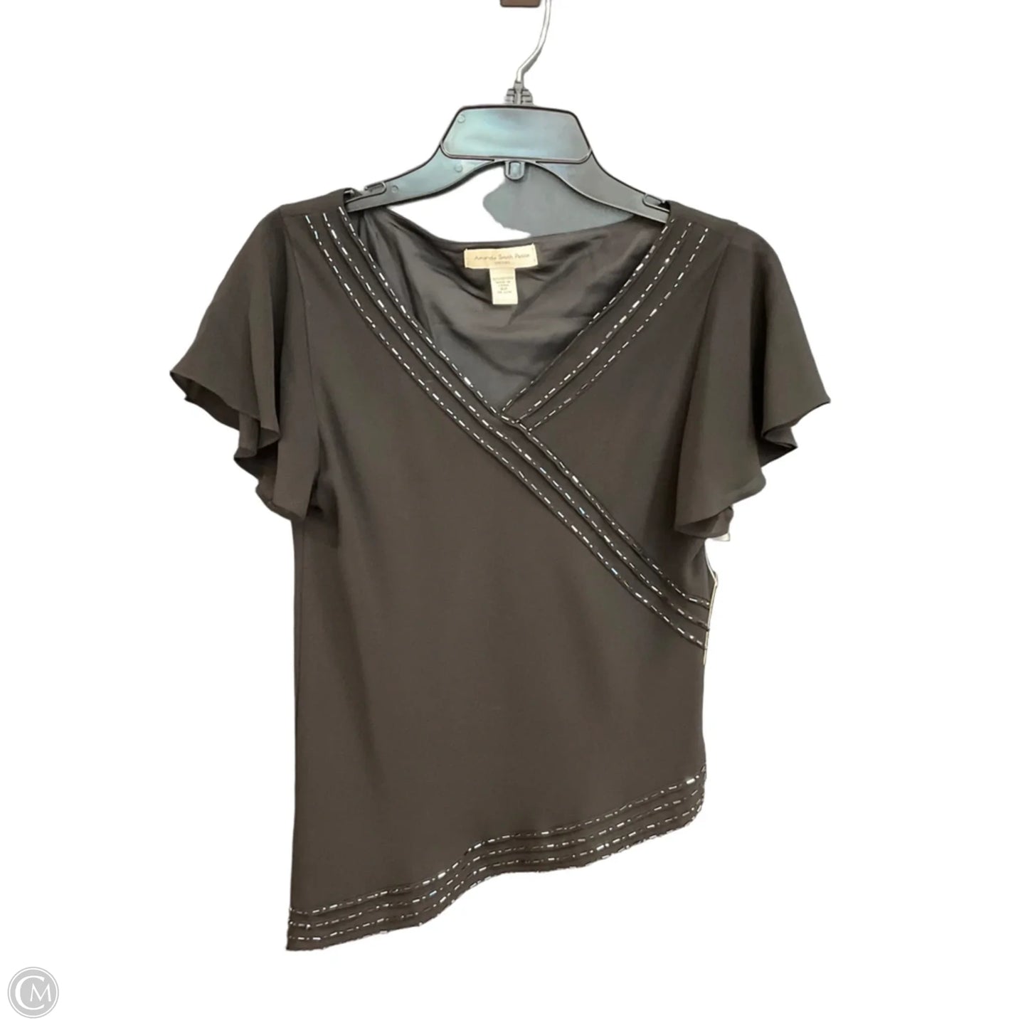 Top Short Sleeve By Amanda Smith In Black, Size: Mp
