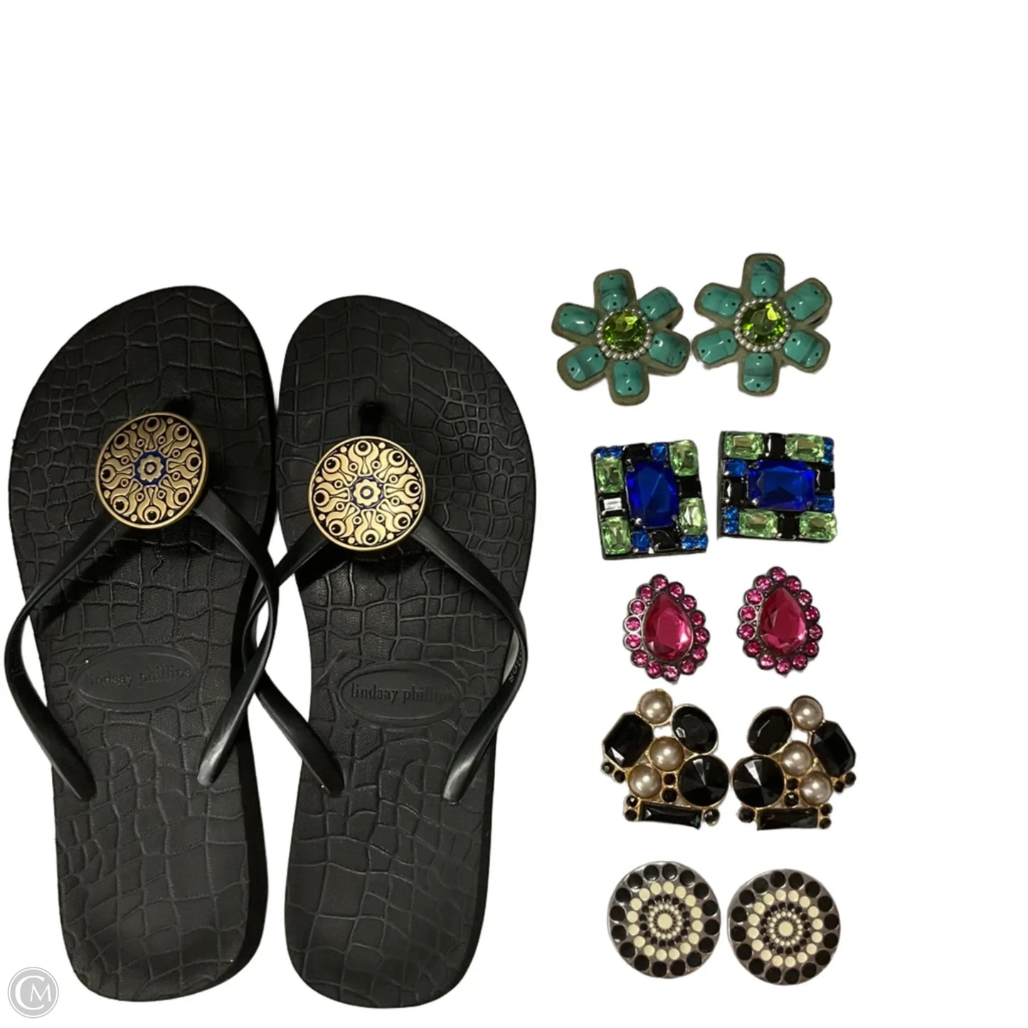 Sandals Flip Flops By Lindsay Phillips In Black, Size: 8