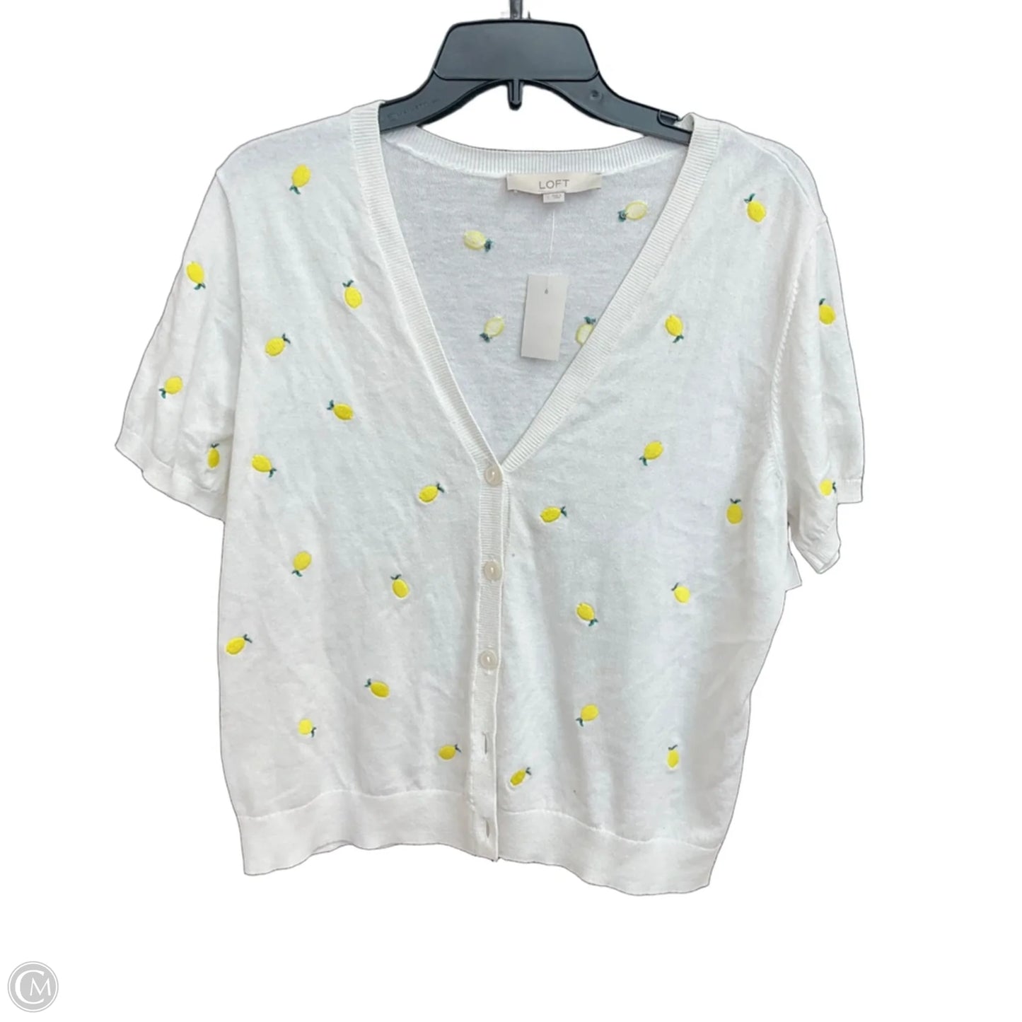 Top Short Sleeve By Loft In White, Size: L