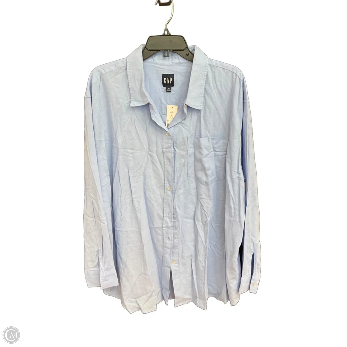 Blouse Long Sleeve By Gap In Blue, Size: Xxl