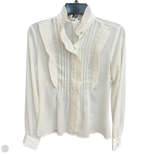 Top Long Sleeve By Express In White, Size: Xs