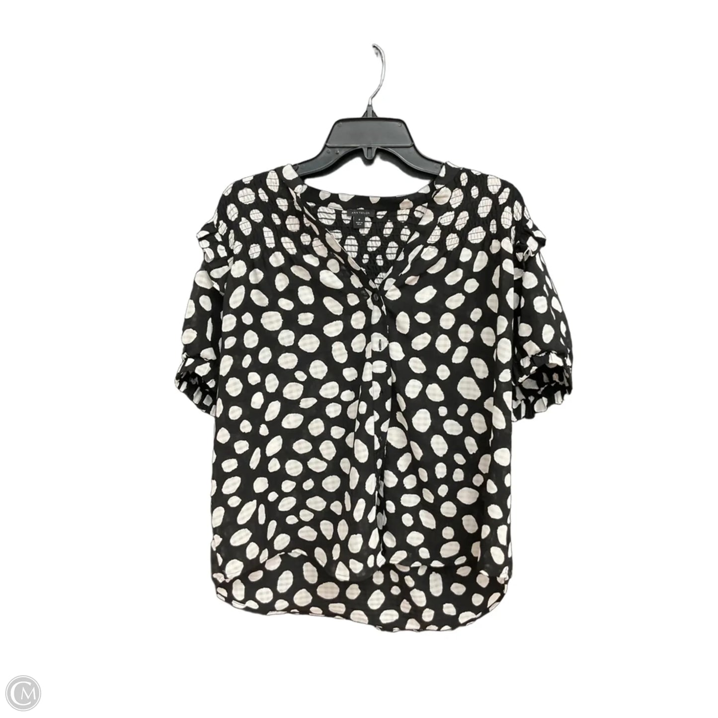 Top Short Sleeve By Ann Taylor In Polkadot Pattern, Size: M