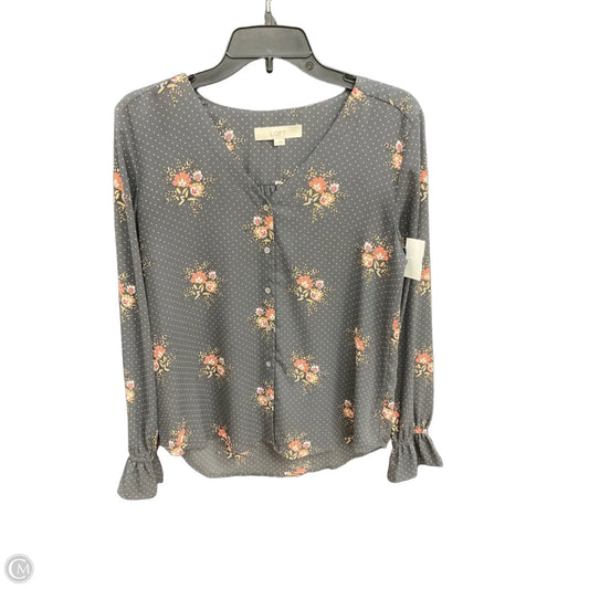 Top Long Sleeve By Loft In Grey, Size: S