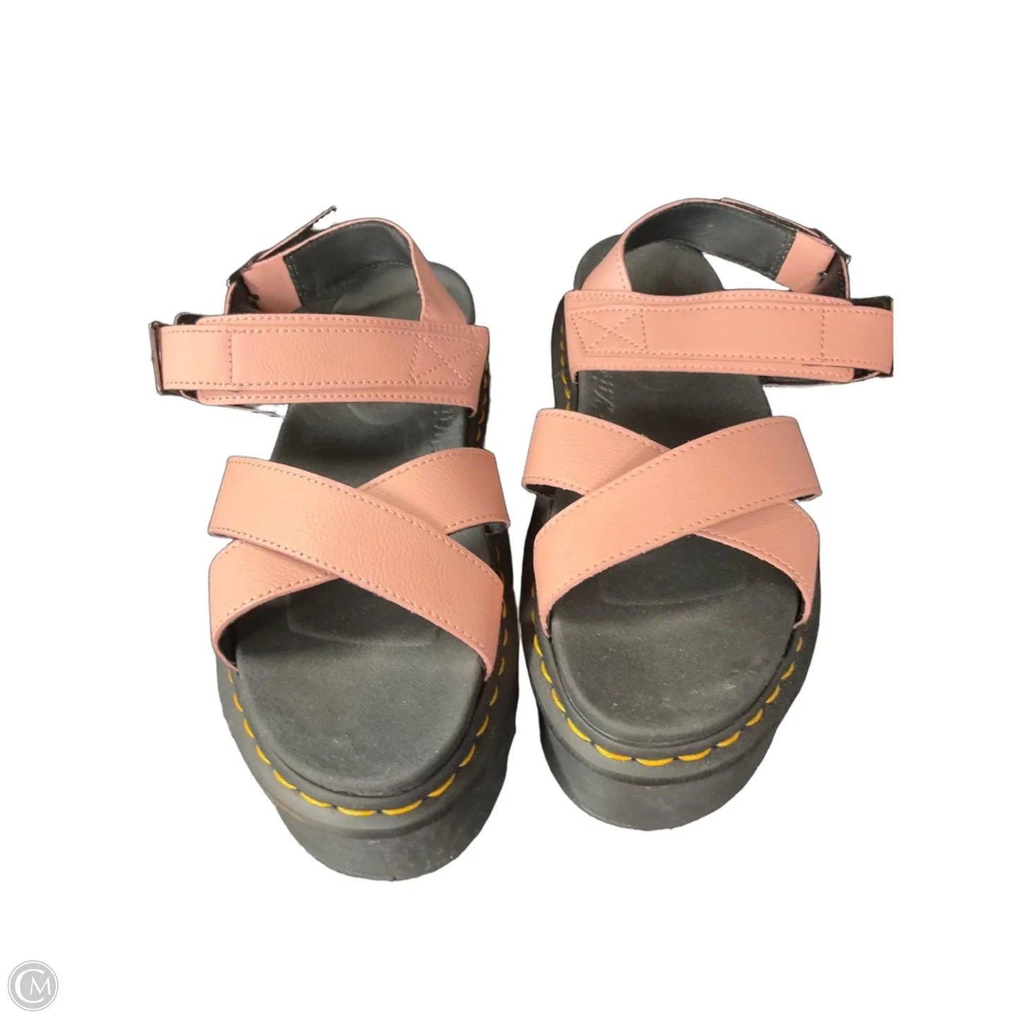 Sandals Heels Platform By Dr Martens In Black & Pink, Size: 11