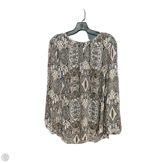 Top Long Sleeve By Charter Club In Brown & Gold, Size: Xxl