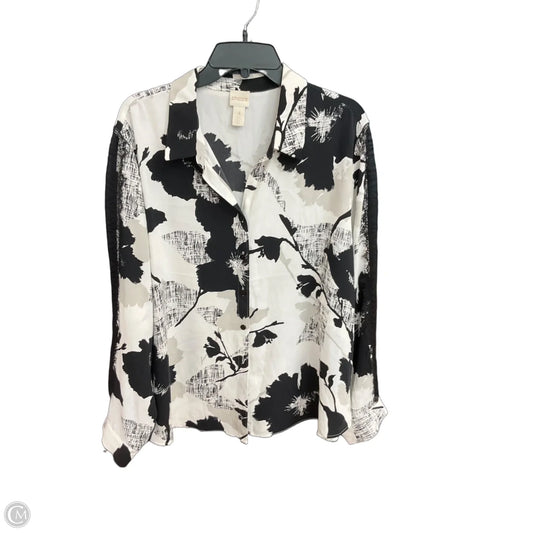 Top Long Sleeve By Chicos In Black & White, Size: Xxl
