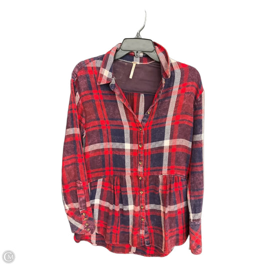 Top Long Sleeve By Free People In Plaid Pattern, Size: Xs