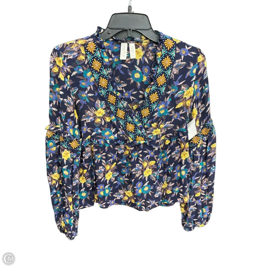 Top Long Sleeve By Anthropologie In Floral Print, Size: Xs