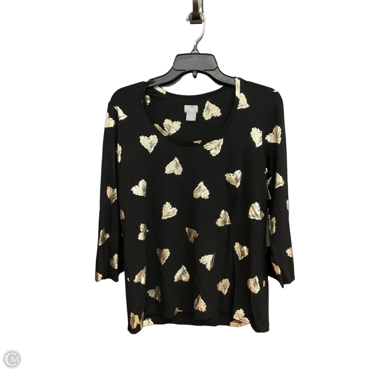 Top Long Sleeve By Chicos In Black, Size: M