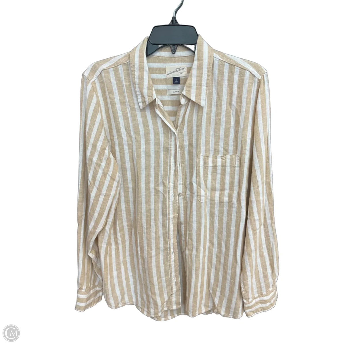 Blouse Long Sleeve By Universal Thread In Striped Pattern, Size: M