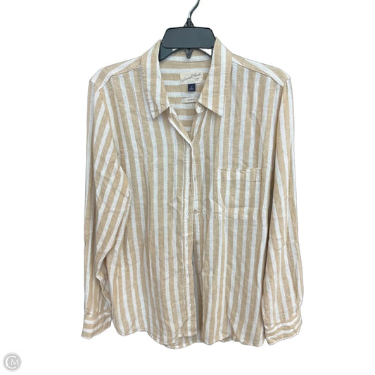 Blouse Long Sleeve By Universal Thread In Striped Pattern, Size: M