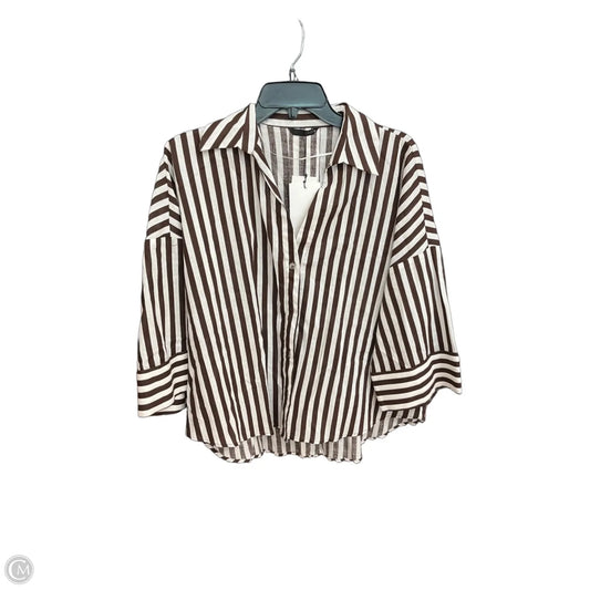 Blouse Long Sleeve By Zara In Striped Pattern, Size: S