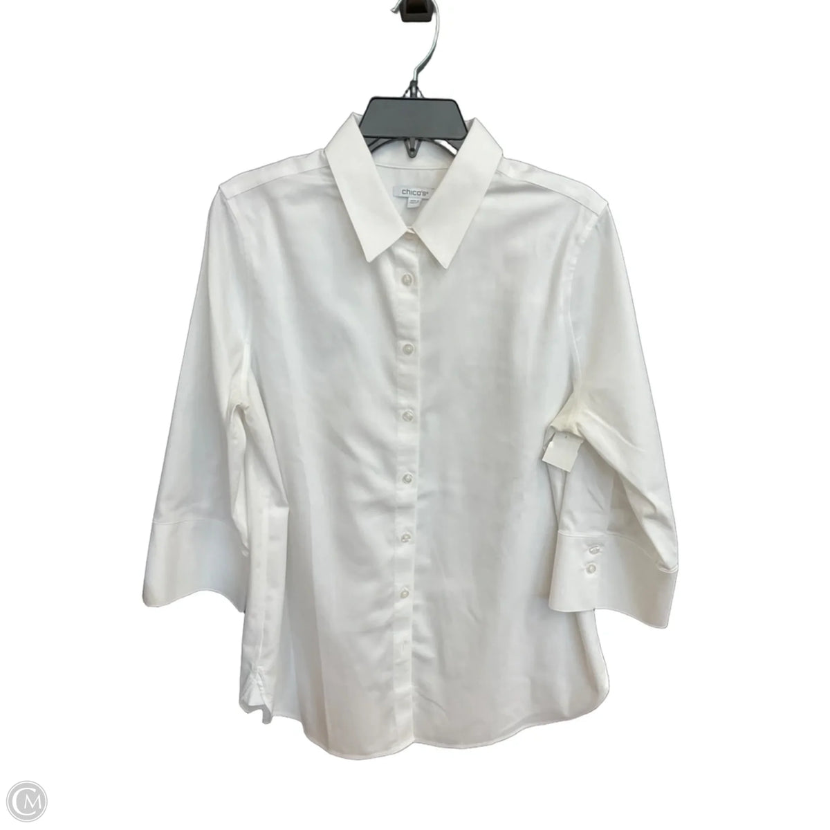 Blouse Long Sleeve By Chicos In White, Size: M