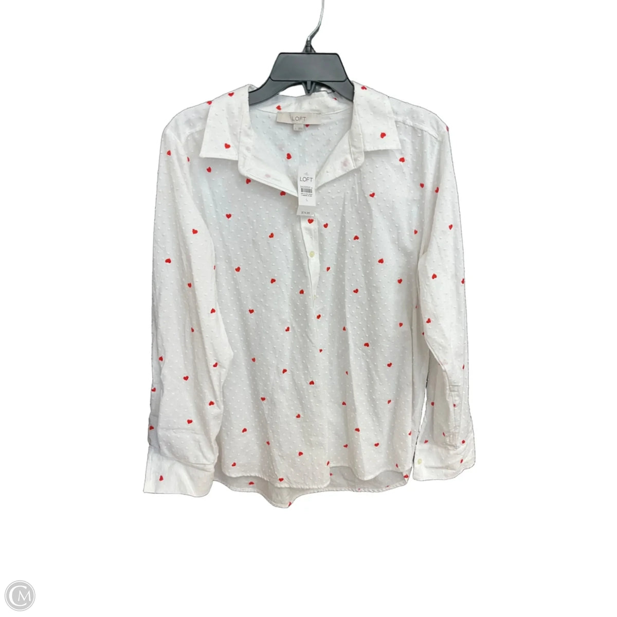 Blouse Long Sleeve By Loft In White, Size: L
