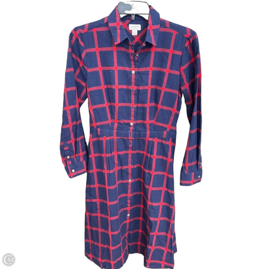 Dress Casual Midi By J. Crew In Blue & Red, Size: Xs