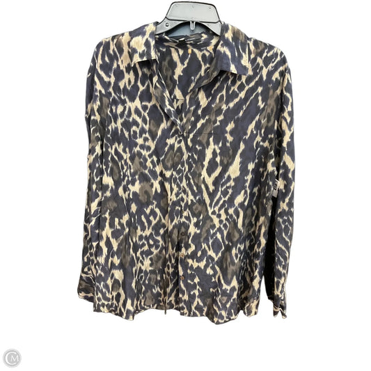 Blouse Long Sleeve By Elie Tahari In Black & Blue, Size: L