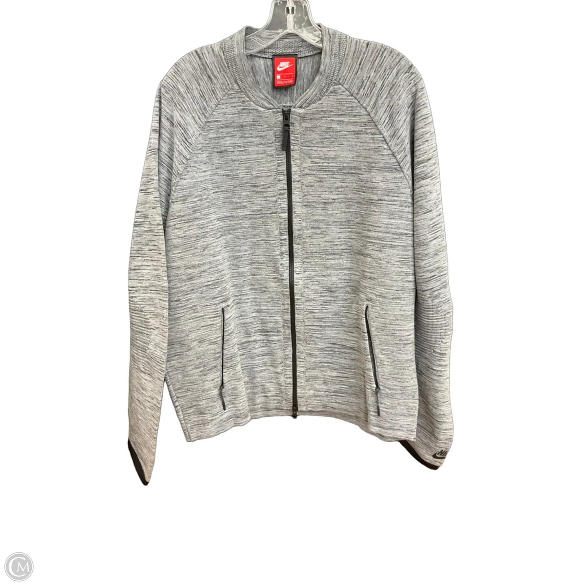 Athletic Jacket By Nike In Grey, Size: L