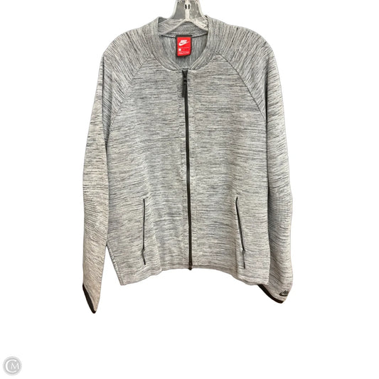 Athletic Jacket By Nike In Grey, Size: L
