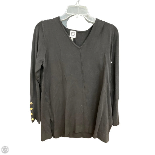 Top Long Sleeve By Anne Klein In Black, Size: M