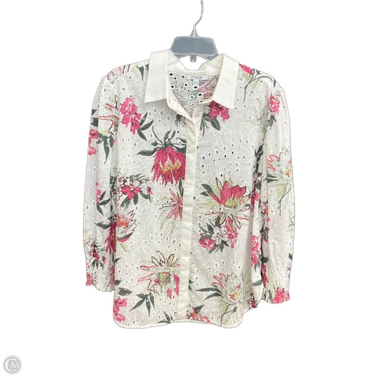 Blouse Long Sleeve By Chicos In Floral Print, Size: Xl