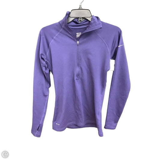 Athletic Top Long Sleeve Collar By Nike In Purple, Size: M