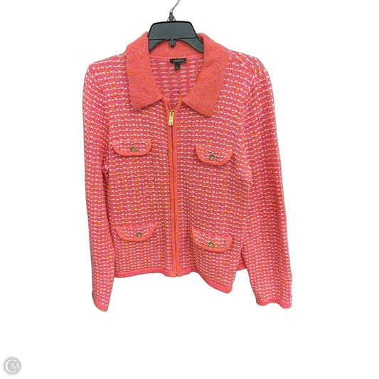 Jacket Fleece By Talbots In Orange & Pink, Size: L