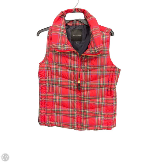 Vest Puffer & Quilted By Talbots In Plaid Pattern, Size: M