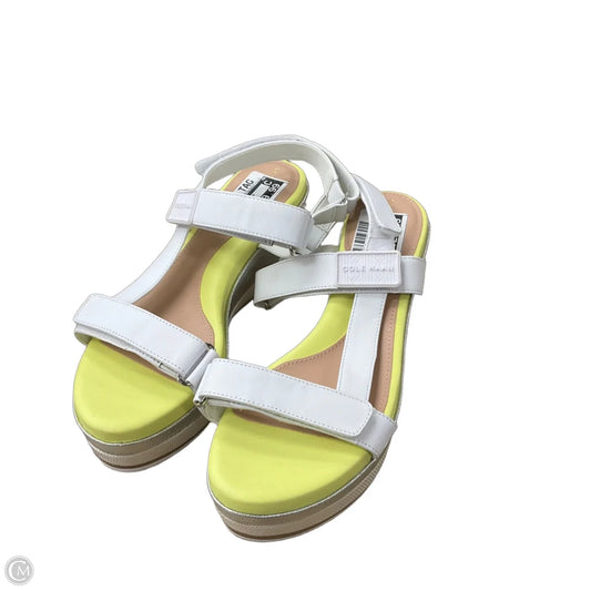 Sandals Heels Block By Cole-haan In White & Yellow, Size: 7.5