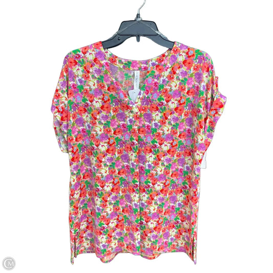 Top Short Sleeve By Dear Scarlett In Floral Print, Size: L
