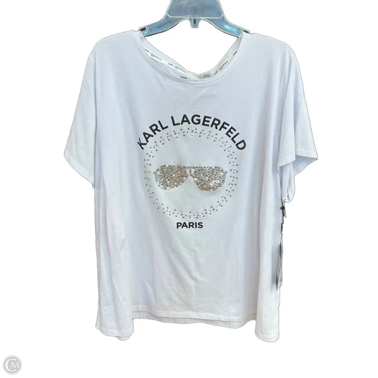 Top Short Sleeve Designer By Karl Lagerfeld In White, Size: 3x