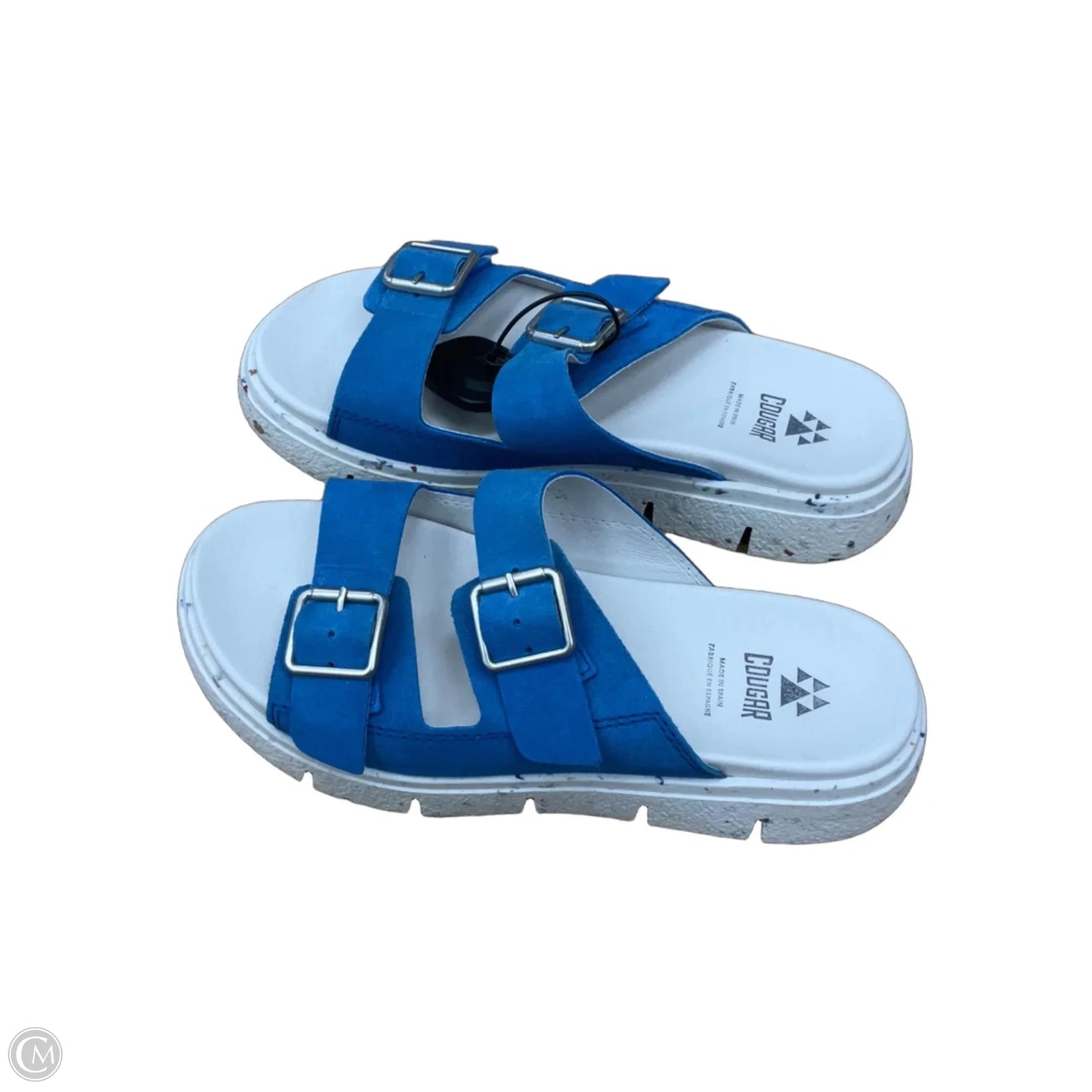 Sandals Flats By Cmc In Blue & Cream, Size: 8.5