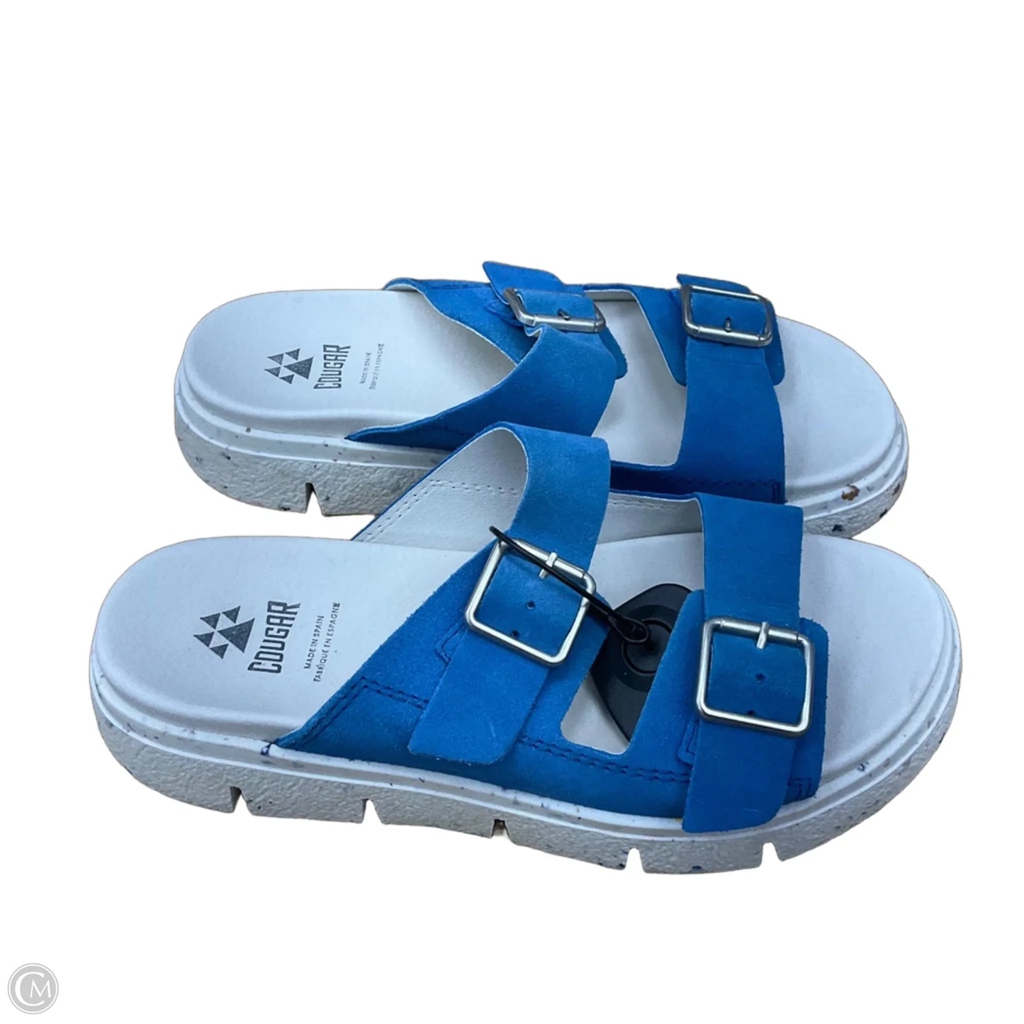Sandals Flats By Cmc In Blue & Cream, Size: 8.5