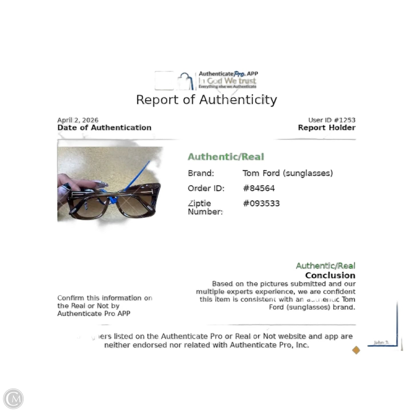 Sunglasses Luxury Designer By Tom Ford, Size: Medium